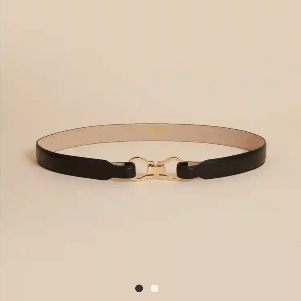 Rouje Black Leather Belt with Gold Buckle